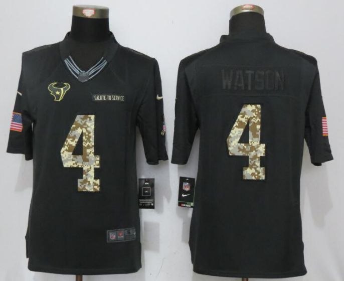 Men Houston Texans #4 Watson Anthracite Nike Salute To Service Limited NFL Jerseys->->NFL Jersey